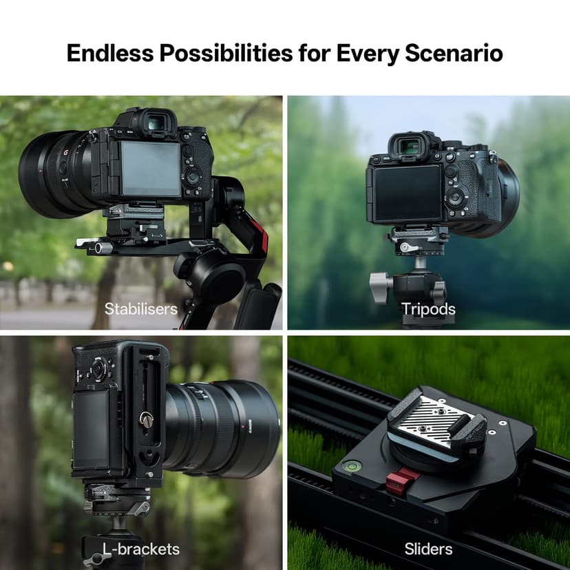 PGYTECH Quick Release Plate & Clamp V2, Arca Swiss Plate Camera Mount with 1/4" to 3/8" Screw Thread for Sony/Nikon/Fuji/Canon/DJI Switch Between Tripod/Monopod/Slider/Stabilizers(Clamp + Plate) - 5