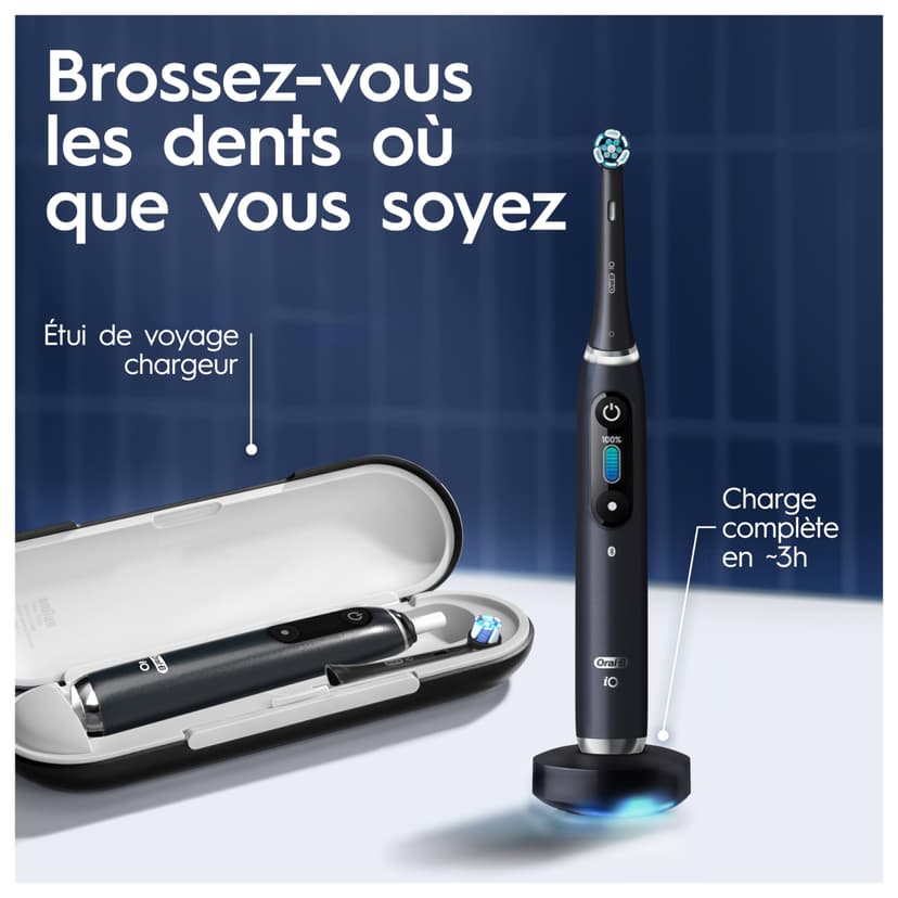 Oral-B Brosses A Dents Electriques iO 9 Noire Et Rose, 7 Modes De Brossage Dont Blancheur Et Soin Des Gencives, 16 Zones De Nettoyage, Ecran Interactif, 4 Brossettes De Rechange Oral B, Etui, Carton - 7