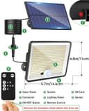 LOTMOS Set of 2 Solar Motion Detector Lights, 342 LED Solar Floodlight, IP65 Waterproof, 3 Modes, Cool White, 23 x 16.5 x 7.5 cm, Outdoor, Garden, Garage, Balcony, Yard, Wall, Patio - 6