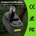 2 x 5.0 Ah replacement battery for Ryobi 18 V RB18L50 battery replacement battery for Ryobi 18 V battery RB18L15 RC18120 RB18L40 RB18L50 with LED indicator - 3