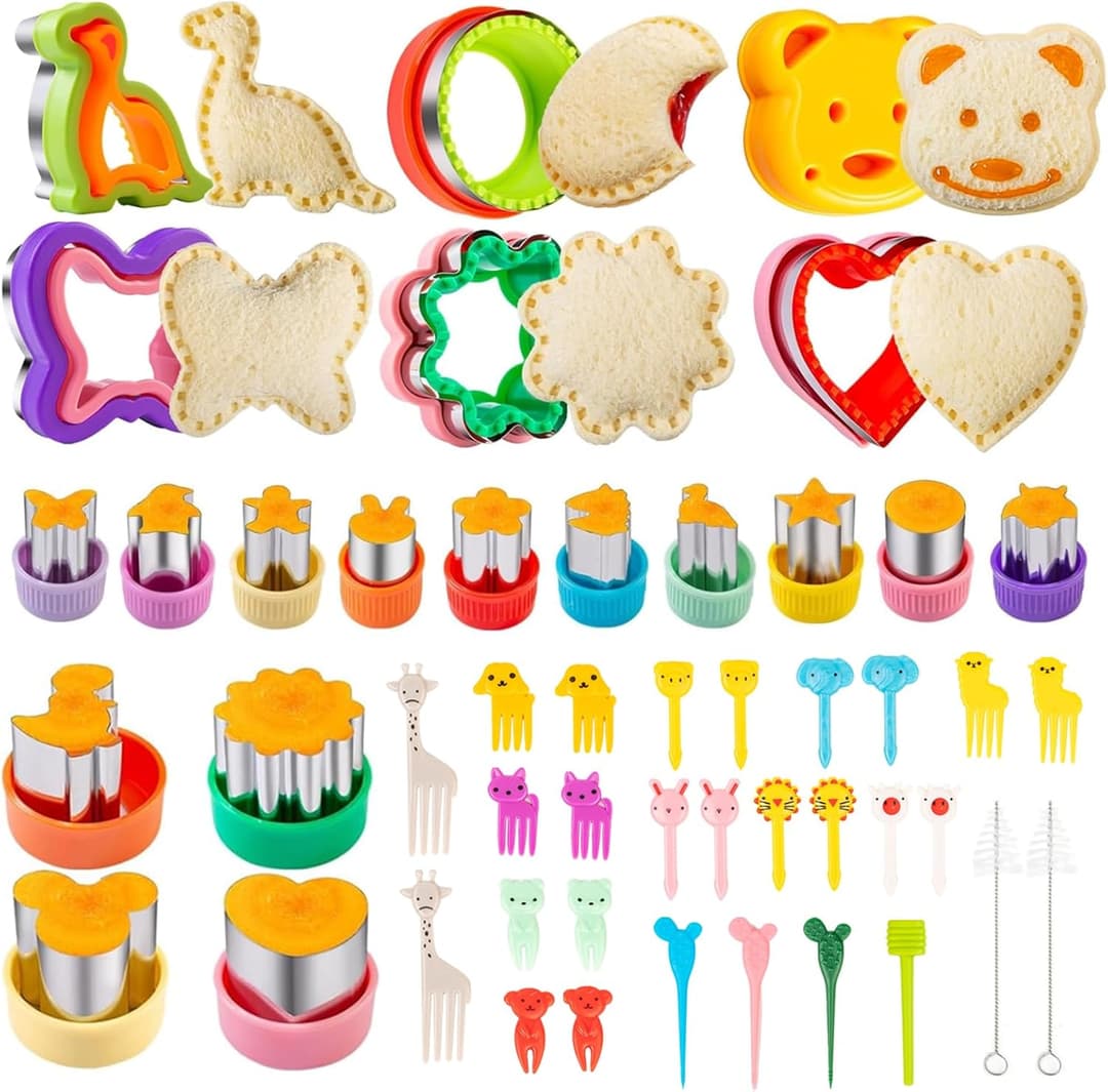 CIMOYBAI Set of 48 Cookie Cutters, Bread & Vegetable Kids, Sandwich Cutter Kit, Bento Accessories for Sushi, Fruit, Cakes, Biscuits