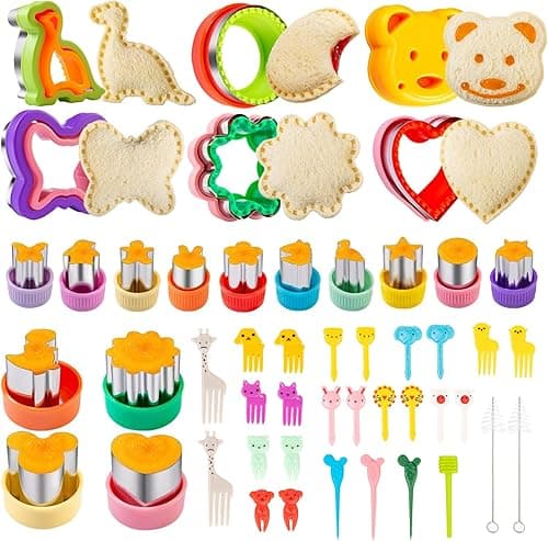 CIMOYBAI Set of 48 Cookie Cutters, Bread & Vegetable Kids, Sandwich Cutter Kit, Bento Accessories for Sushi, Fruit, Cakes, Biscuits