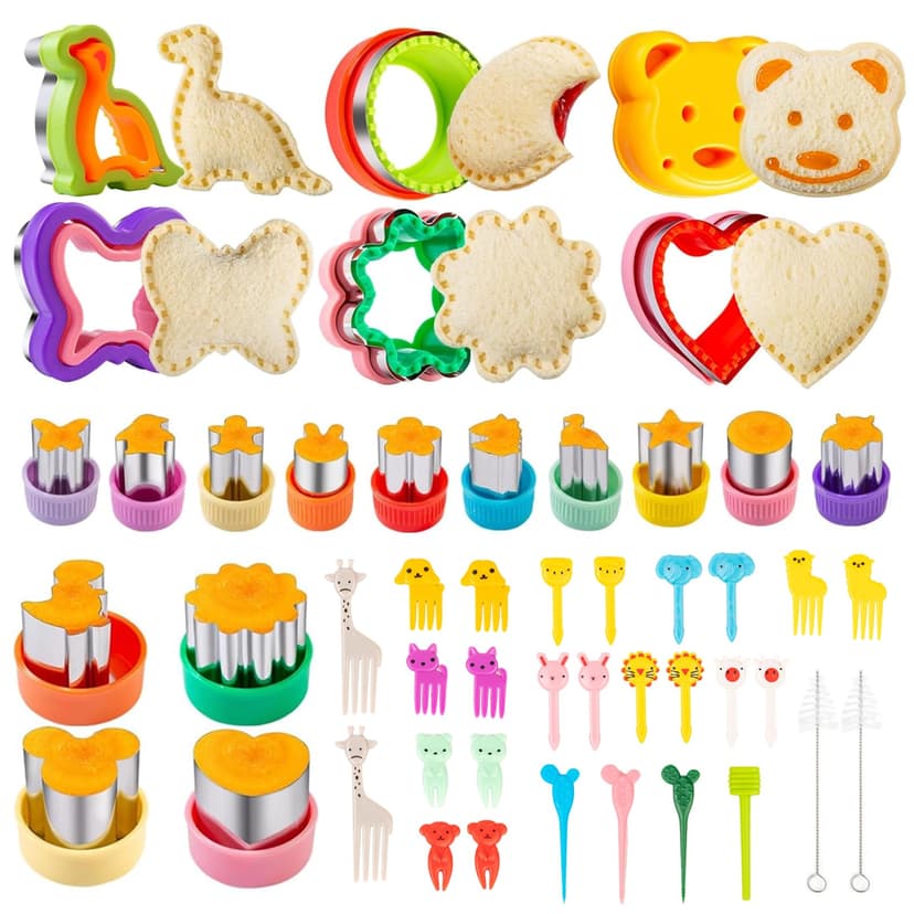 CIMOYBAI Set of 48 Cookie Cutters, Bread & Vegetable Kids, Sandwich Cutter Kit, Bento Accessories for Sushi, Fruit, Cakes, Biscuits - 1