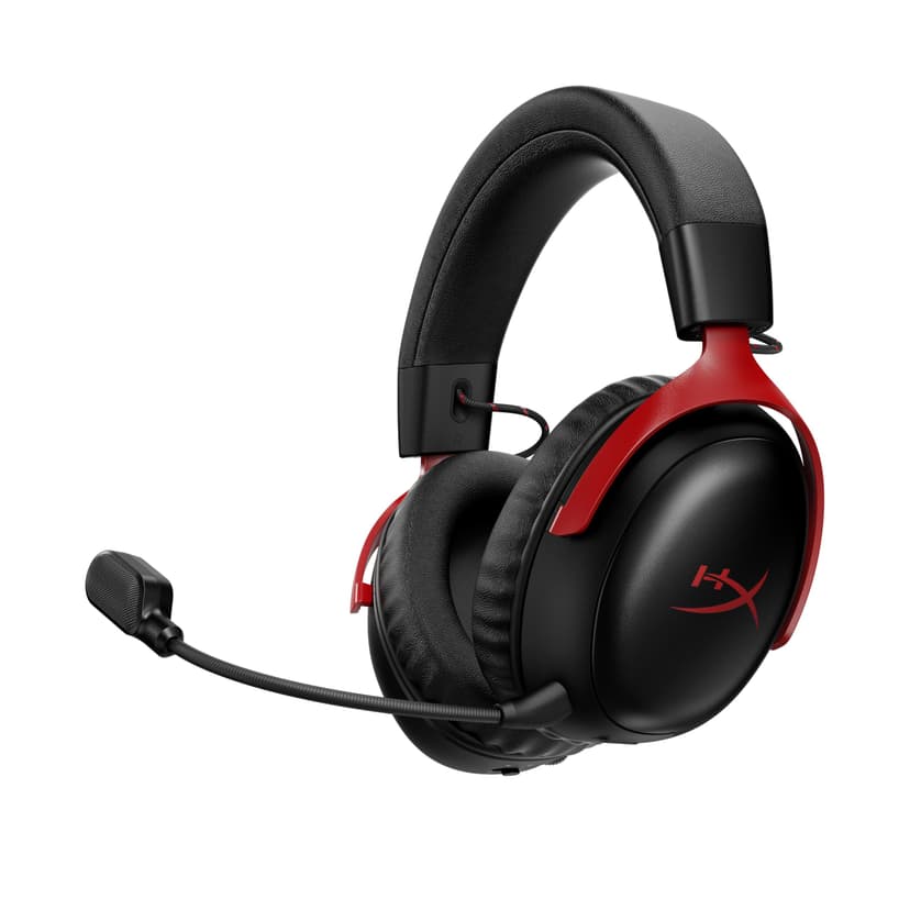 HyperX Cloud III S – Casque de Jeu sans Fil, multiplateforme, 2,4 GHz, Bluetooth, autonomie Jusqu’à 120 Heures, 2,4 GHz, transducteurs inclinés de 53 mm, Microphone détachable de 10 mm – Noir-Rouge - 1