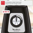 Moulinex Electric Blender Blender, Glass Bowl 1.75 L, Power 800 W, Safe Locking, Ergonomic, Grain Grinder, Smoothies, Crushed ice, Blendforce, Black, LM430810 - 3