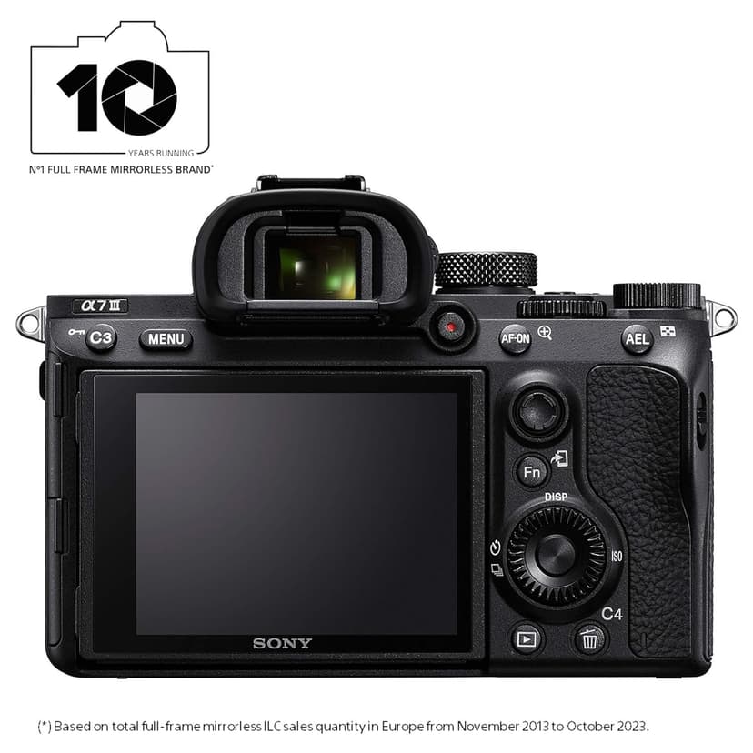 Sony Alpha 7 III Full-Frame Mirrorless Camera (24.2MP, 4K Video, Fast 0.02s 693 Point Hybrid AF & 5 Axis stabilisation - Ideal for Enthusiasts, Hybrid Shooter and Low Light imaging) - 2