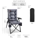 EVER ADVANCED Chaise de camping pliable avec dossier réglable en 4 positions jusqu'à 150 KG Chaise pliante 6 cm d'épaisseur Rembourrée avec poche latérale Porte-boissons Chaise de jardin avec dossier - 3