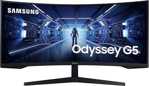 SAMSUNG ODYSSEY G5 34'' Ecran PC Gaming Incurvé 1000R, Dalle VA 34", Résolution UHD ultra-large (3440x1440), 165Hz, 1ms, Noir
