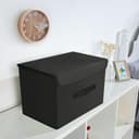 DIMJ Lot de 4 boîtes de rangement pliables avec couvercles, bacs de rangement pliables avec poignée, panier de rangement en tissu pour vêtements, jouets, livres - 5