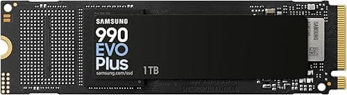 Samsung SSD Interne 990 EVO Plus MZ-V9S2T0BW, NVMe 2.0 PCIe 4.0 x 4 / 5.0x2, 1 To, Vitesse de lecture jusqu'à 7150 Mo/s, Idéal pour le gaming et la bureautique
