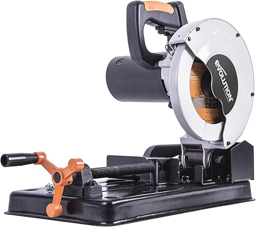 Evolution Power Tools Rage 4 Chop Saw 0˚-45˚ Mitre Angles Multi-Purpose Multi-Material Cutting Cuts Wood, Plastic, Metal & More, 3 Year Warranty Included & TCT Blade Included 185 mm (230 V)