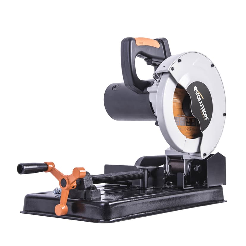 Evolution Power Tools Rage 4 Chop Saw 0˚-45˚ Mitre Angles Multi-Purpose Multi-Material Cutting Cuts Wood, Plastic, Metal & More, 3 Year Warranty Included & TCT Blade Included 185 mm (230 V) - 1