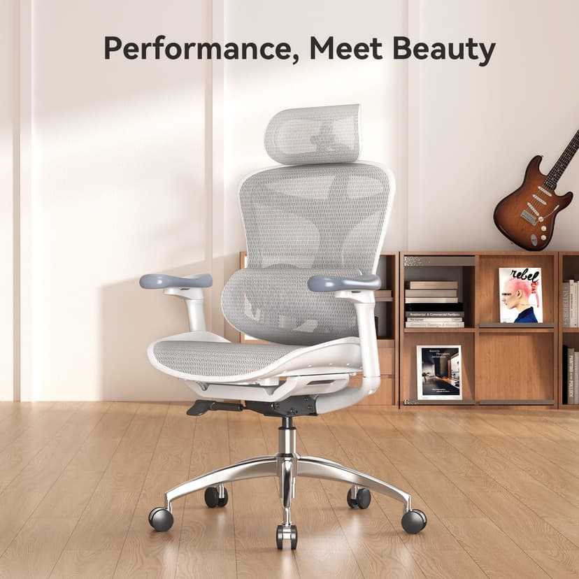 SIHOO Doro C300 Ergonomic Office Chair with Ultra Soft 3D Armrests, Dynamic Lumbar Support for Home Office Chair, Adjustable Backrest Desk Chair (White) - 5