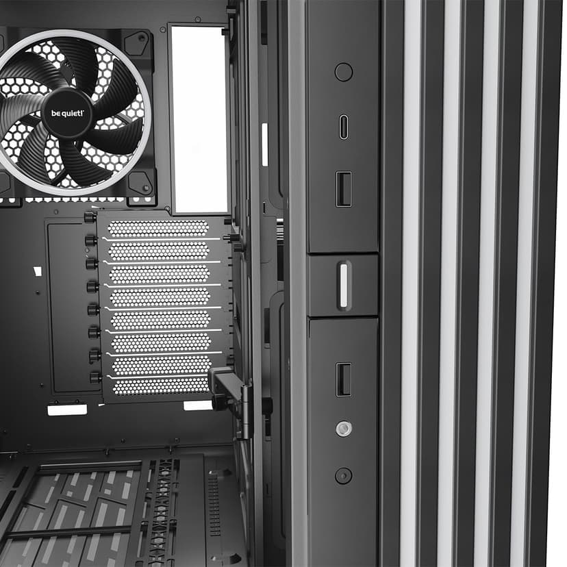 be quiet! Light Base 900 DX Black PC Case, Stunning Panoramic View, Show Case, Dual Chamber Design, Solid ARGB LED Strip, Inverted and Horizontal Usable, E-ATX Motherboard Compatible - 5