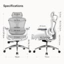 SIHOO Doro C300 Ergonomic Office Chair with Ultra Soft 3D Armrests, Dynamic Lumbar Support for Home Office Chair, Adjustable Backrest Desk Chair (White) - 7