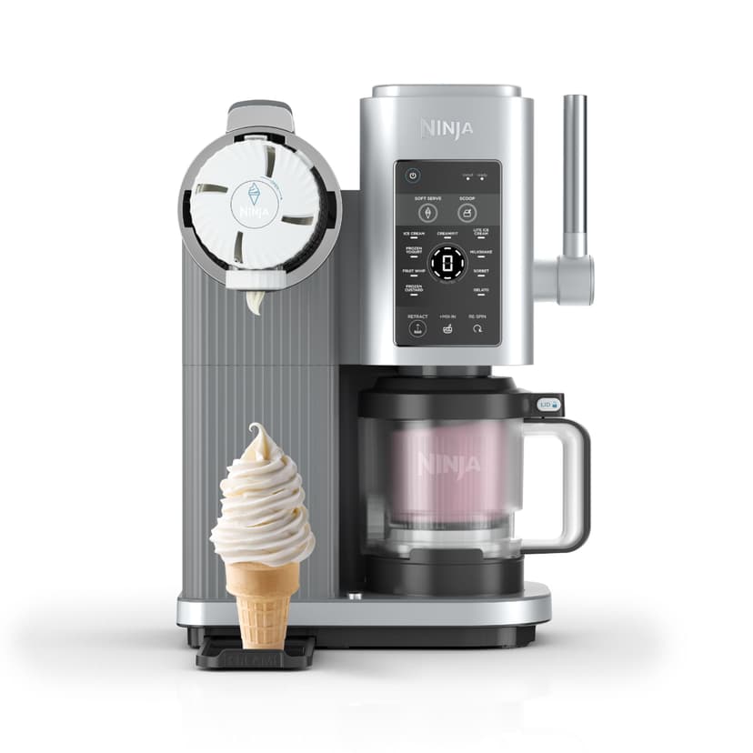 Ninja CREAMi Scoop and Swirl Soft Serve and Ice Cream Maker with 2x Tubs, 13 Functions, Makes Ice Cream, Soft Serve, Gelato, Sorbet, Milkshakes and More, Mix-In Option, Platinum Silver, NC701UK - 1