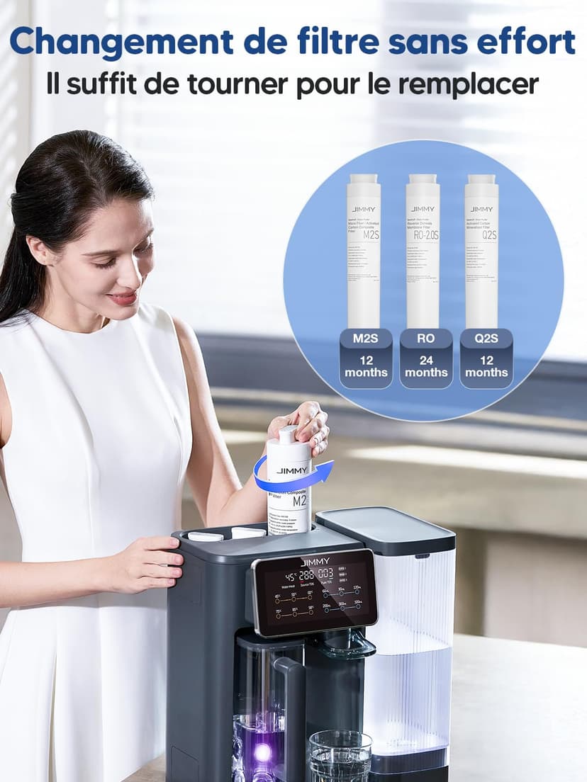 Jimmy R9 Purificateur d'Eau à Osmose Inverse sur Comptoir, Filtration 7 Étapes avec UV, Distributeur d'Eau Chaude, Chauffage 3S, 7 Températures, Moniteur TDS en Temps Réel - 6