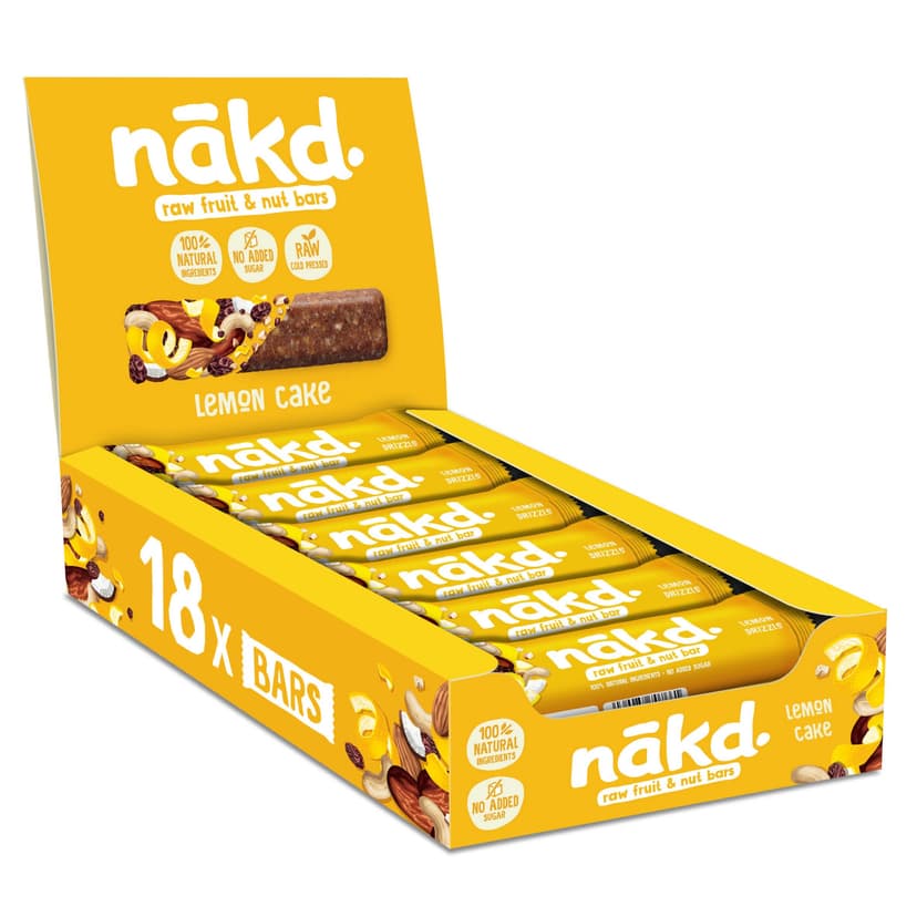 Nakd Raw Fruit and Nut Bars Pack of 18 (Lemon Drizzle) - 1