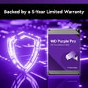 WD Purple Pro 8TB Smart Video 3.5" Internal Hard Drive, AllFrame AI Technology, 7200 RPM, SATA 6 GB/s, 550TB/yr, 256MB Cache - 6