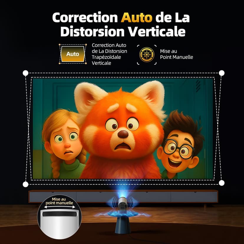 Videoprojecteur 4K Upgraded, Mini Projecteur Video Android 11 WiFi 6 BT 5.4 avec Haut-Parleur, Retroprojecteur Portable 1080P Auto Keystone 220° Rotation Compatibile avec HDMI/TV Stick/USB/PS5 - 4