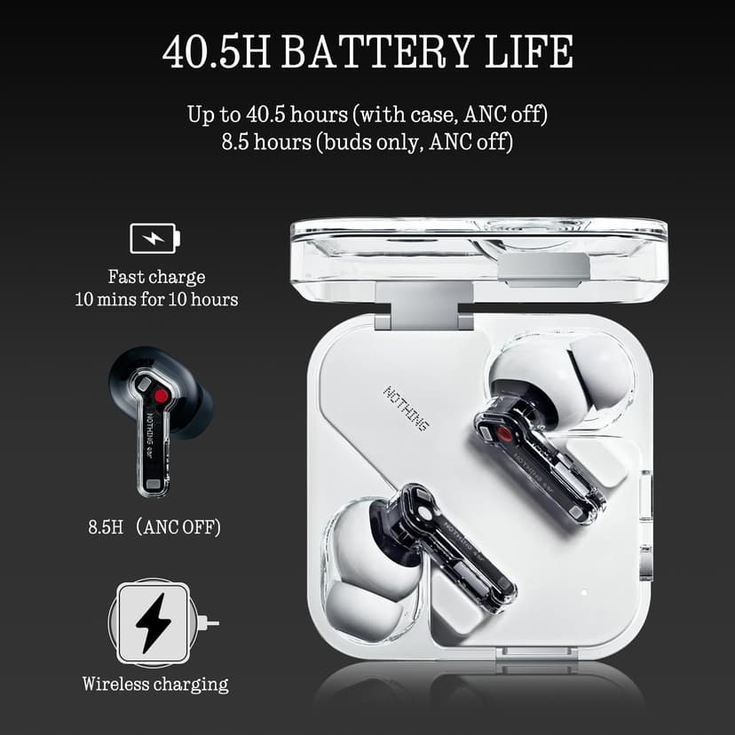 Nothing Ear Wireless Earbuds with ChatGPT Integration, Smart ANC Headphones, Hi-Res Audio with LDAC & LHDC, 11mm Dynamic Bass Boost, 40.5H Playtime, 6 Mics for Calls Bluetooth Earphones, White - 6