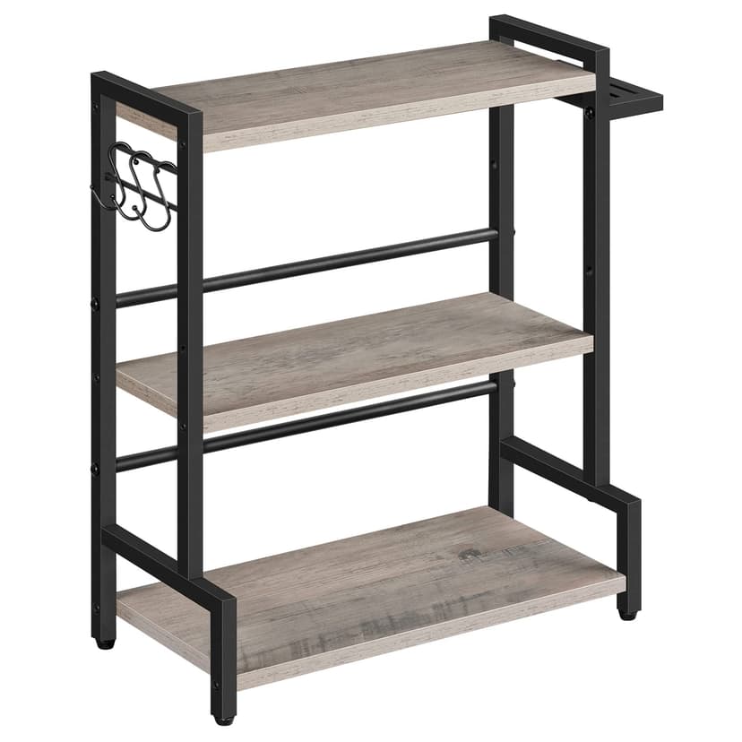 HOOBRO Étagère à Épices, Porte-épices avec 3 Crochets, Organisateur de Cuisine à 3 Niveaux, Range-épices avec Porte-Couteaux, Pieds Réglables, pour Salle à Manger, Grège et Noir, EBG01TL01 - 1