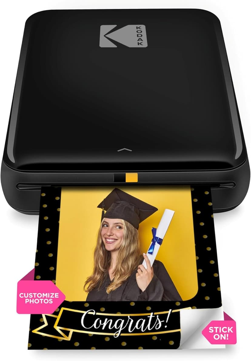 KODAK Step Stampante fotografica istantanea per smartphone - Mini portatile wireless a colori - Foto adesive Zink 2x3” - Bluetooth compatibile con iOS e Android - App di editing divertente - Nero - 1