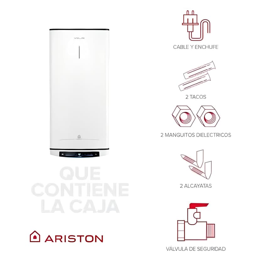 Ariston Velis Pro Wifi Electric Water Heater Low Power Consumption Multiple Positions 100L Flat with Wi-Fi and ECO EVO Function, 127.2 x 27.5 x 51.1 cm, for Installation in Spain - 8