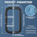 Ranbo Shower Glass Door Handle, 203mm (8 Inch) Hole Centres, Matt Black, 304 Stainless Steel, 1.0mm Thick Tube, Fits 6–12mm (1/4"–1/2") Glass, for Bathroom Door Installation or Replacement. - 2