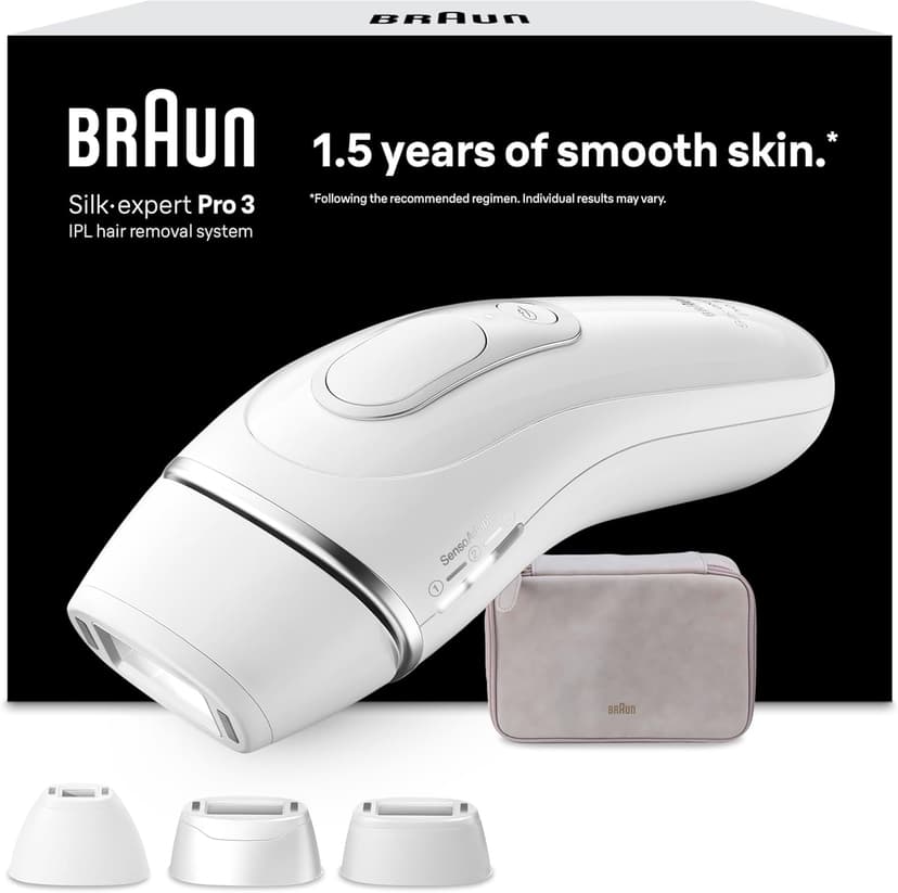 Braun Epilateur Lumiere Pulsee Silk·expert Pro 3 PL3230, Épilation Semi-Définitive Pour Jusqu'à 1 An De Peau Douce, Alternative Au Laser, 3 Têtes Pour Épiler Jambes, Visage, Maillot Et Plus - 1