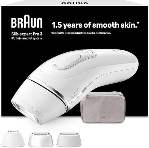 Braun Epilateur Lumiere Pulsee Silk·expert Pro 3 PL3230, Épilation Semi-Définitive Pour Jusqu'à 1 An De Peau Douce, Alternative Au Laser, 3 Têtes Pour Épiler Jambes, Visage, Maillot Et Plus