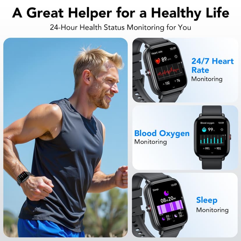 Women's Smart Watch, 1.83 Inch HD Smartwatch, 20 Days Battery Life with Bluetooth Call, Heart Rate Monitor, Sleep, Sports Watch with IP68 Waterproof, 112+ Sports Modes for Android/iOS - 3