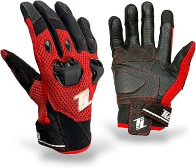 TLA WIK Gants moto en cuir et tissu avec protections homo…