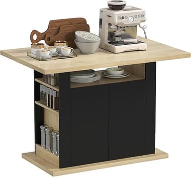 HOMCOM Table à Manger ilot Central Cuisine Meuble de Rang…