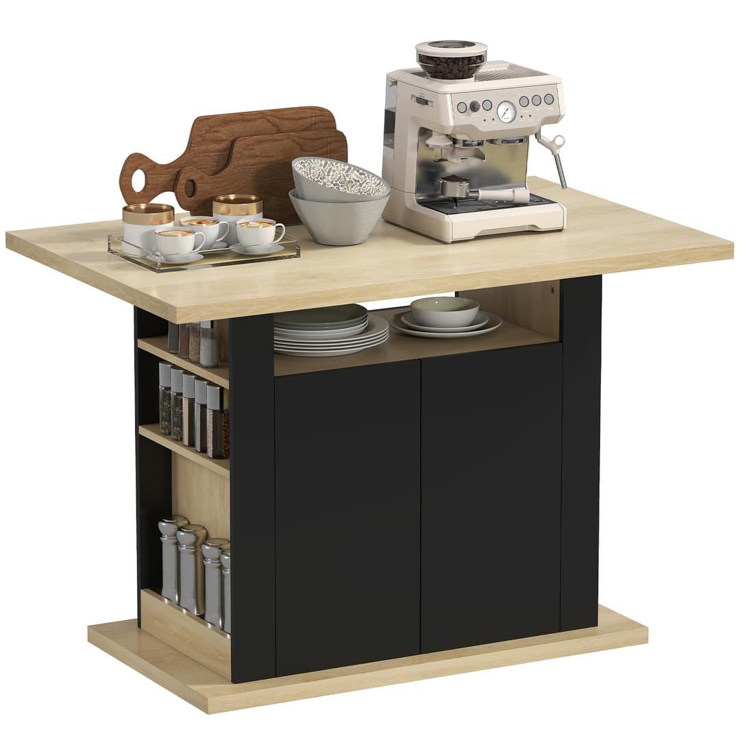HOMCOM Table à Manger ilot Central Cuisine Meuble de Rang…