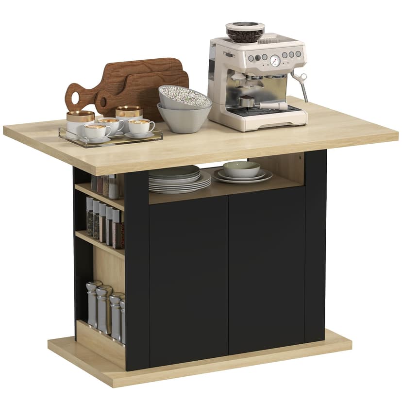 HOMCOM Table à Manger ilot Central Cuisine Meuble de Rang… - 1