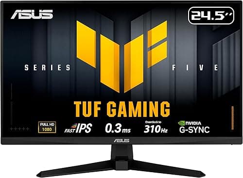 ASUS TUF Gaming Series 5 - VG259QMR5A Gaming Monitor – 24.5-inch Full HD Fast-IPS panel, 310Hz(OC), 0.3ms, G-SYNC compatible AMD FreeSync Premium, ELMB SYNC, 99% sRGB, DisplayWidget Center, Gaming AI