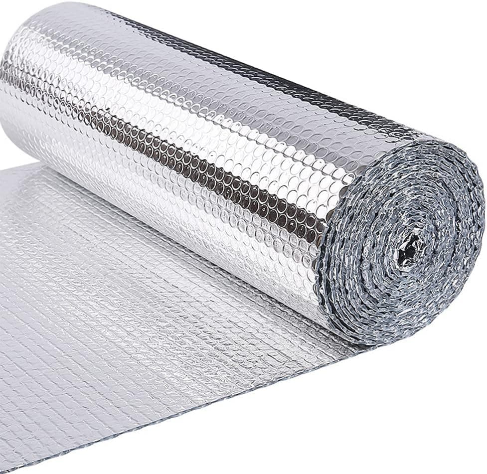 VOUNOT® Insulation Roll Radiator Foil 10m x 60cm x 3mm, Double Aluminum Bubble Heat Thermal Reflector Panels