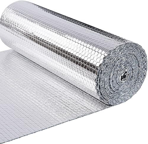 VOUNOT® Insulation Roll Radiator Foil 10m x 60cm x 3mm, Double Aluminum Bubble Heat Thermal Reflector Panels