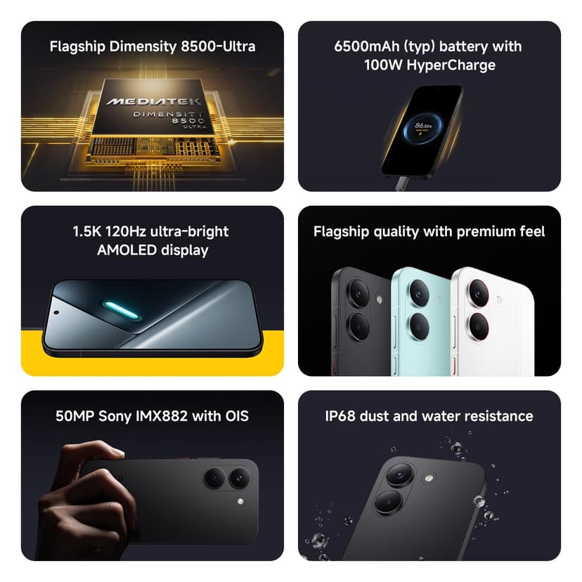 POCO X8 Pro, Smartphone 8+512 GB, Flagship Dimensity 8500-Ultra, 6500mAh (typ) battery, ultra-bright AMOLED display, 50MP Sony IMX882 with OIS, Green, 1 year extra warranty, Charger Not Included - 4