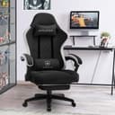 GTPLAYER Gaming Chair, Ergonomic Gaming Chair, Desk Chair with Fabric Surface, Spring Seat Cushion, Connecting Armrests and Footrest, Dark Black - 2