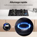 WEHIMO Gas Hob with 4 Burners, Built-in Gas Hob, 60 cm, Cast Iron Grill, 7800W, City Gas and Bottle, Black Glass - 4