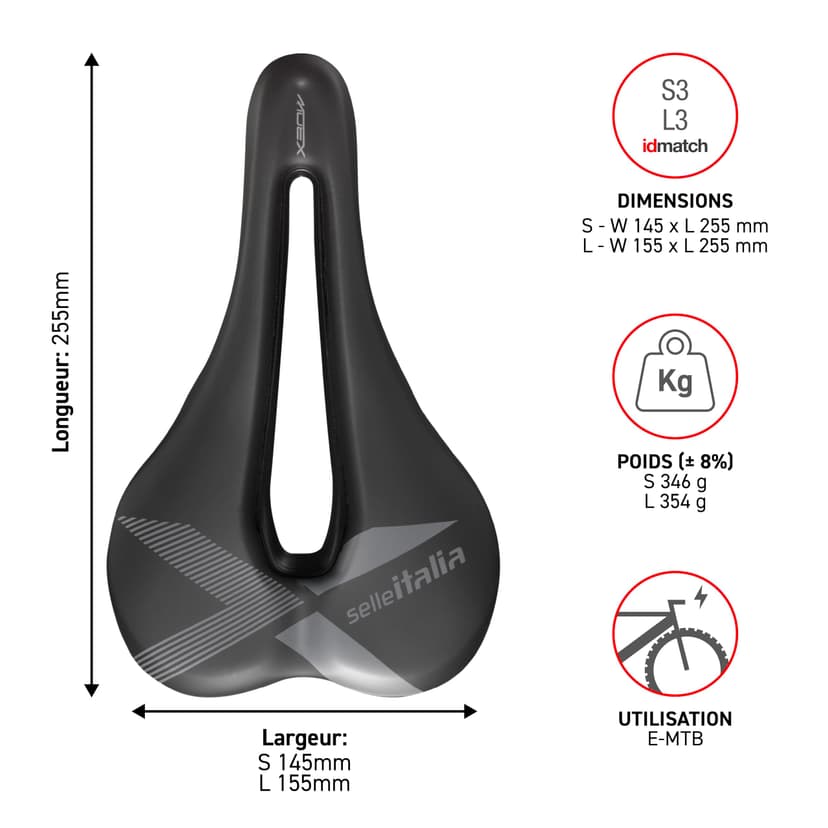 SELLE ITALIA X-BOW TM Saddle 145x255mm (S3) Superflow Black - - 3