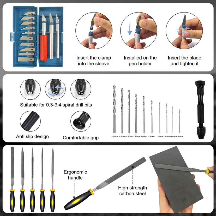 221 Pieces 3D Printer Accessory Kit, 3D Printer Accessories Bring Tool Box Includes Deburring Tool, Suitable for 3D Printing Disassembly, Cleaning and Precision Machining of Tool Boxes - 5