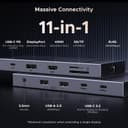 UGREEN Revodok Pro Docking Station (11-in-1), Dual 4K@60Hz HDMI+DP, 4K@120Hz DisplayPort, 2×10Gbps USB-C, 100W PD, 170MB/s SD/TF, 40cm Cable, Aluminum USB C Hub for Dell, HP, Surface Laptops - 2
