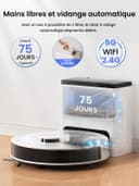 Lefant M2 Plus Robot Aspirateur Laveur 6000Pa avec Station Vidage Automatique Poussière,Navigation Laser avec Cartographie,Évitement d'obstacles PSD,140min,Idéal pour Poils d'animaux - 2