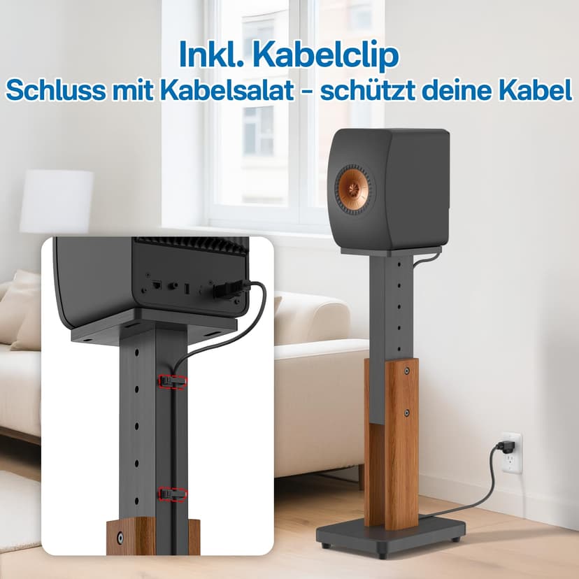 Paire de Supports d'enceintes réglables en Hauteur pour KEF LS50 Meta - Socle de Sol renforcé Finition Bois pour KEF LS50 Meta et LS50 Wireless II - Capacité de Charge : 22,7 kg (50 lbs) - 4