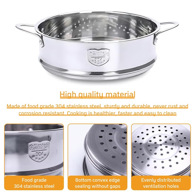 Panier Vapeur Inox, Panier à Vapeur pour LéGumes, Insert pour Cuisson à Vapeur, 20 cm de DiamèTre IntéRieur, en Acier Inoxydable 304 de Qualité Alimentaire,Durable,Cuit Plus Sainement,Plus Rapidement - 3