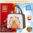 GVMJHYK Capybara Water Bottle with Bento Lunch Box, Pack of 3, Capybara Lunch Bag, Cartoon Animals Cute Water Bottle, Cartoon Lunch Box Children Suitable for Children School or Nursery (Capybara-C) - 6
