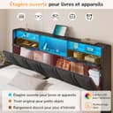DICTAC Fully Padded Bed 180 x 200 cm with LED Bed Base and USB-C Charging Station – Hydraulic Storage Bed, Headboard with AC+USB Sockets, Slatted Frame for 2 People, Without Mattress - 6